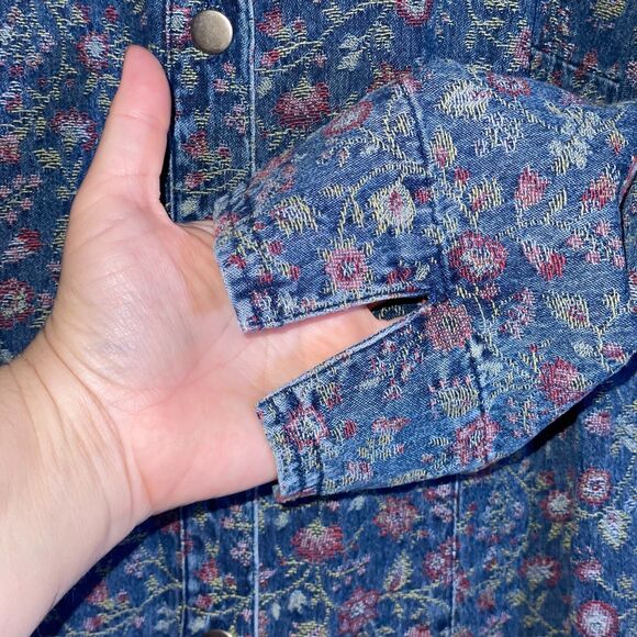 Women’s Denim Shirt Dress Floral Print Cotton Sz 10 The Territory Ahead - Picture 9 of 10